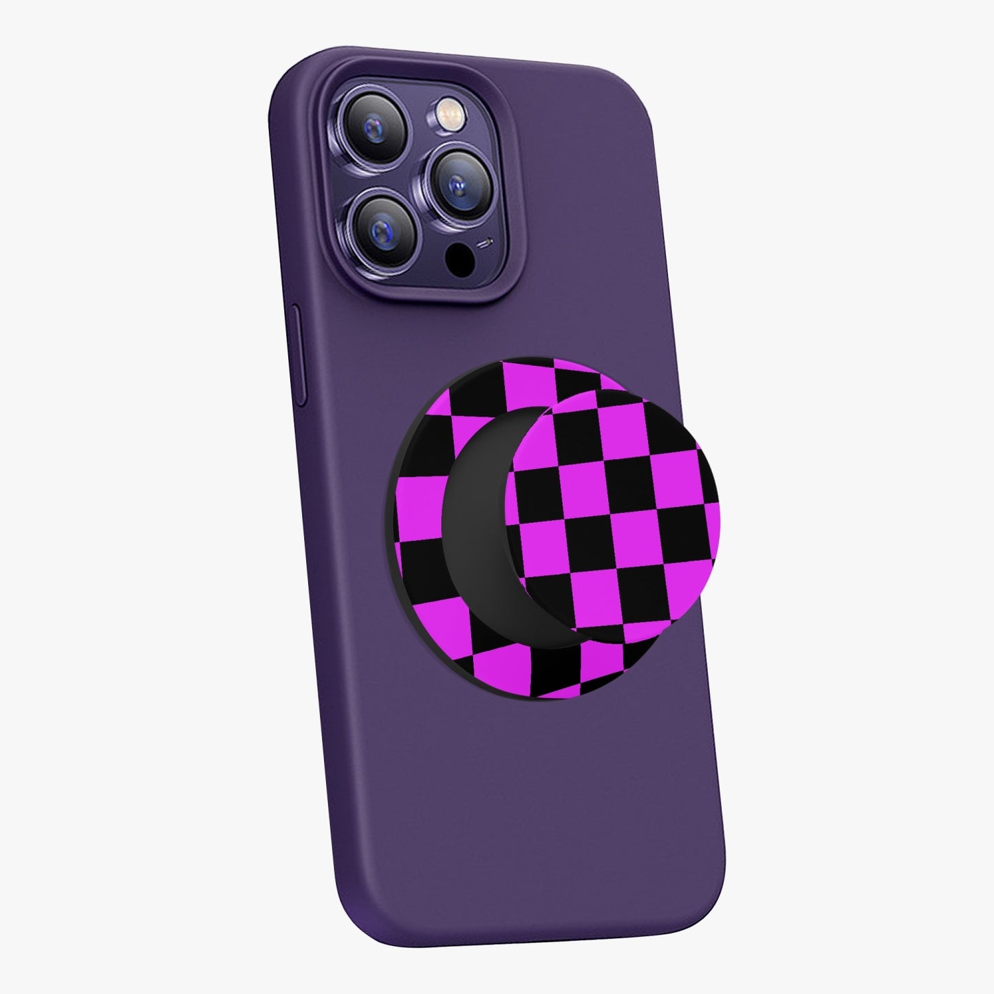 Hot Pink & Black checkered | .Magnetic Collapsible Grip And Stand - Kim’s Signature Beauty & Accessories    (Store description)