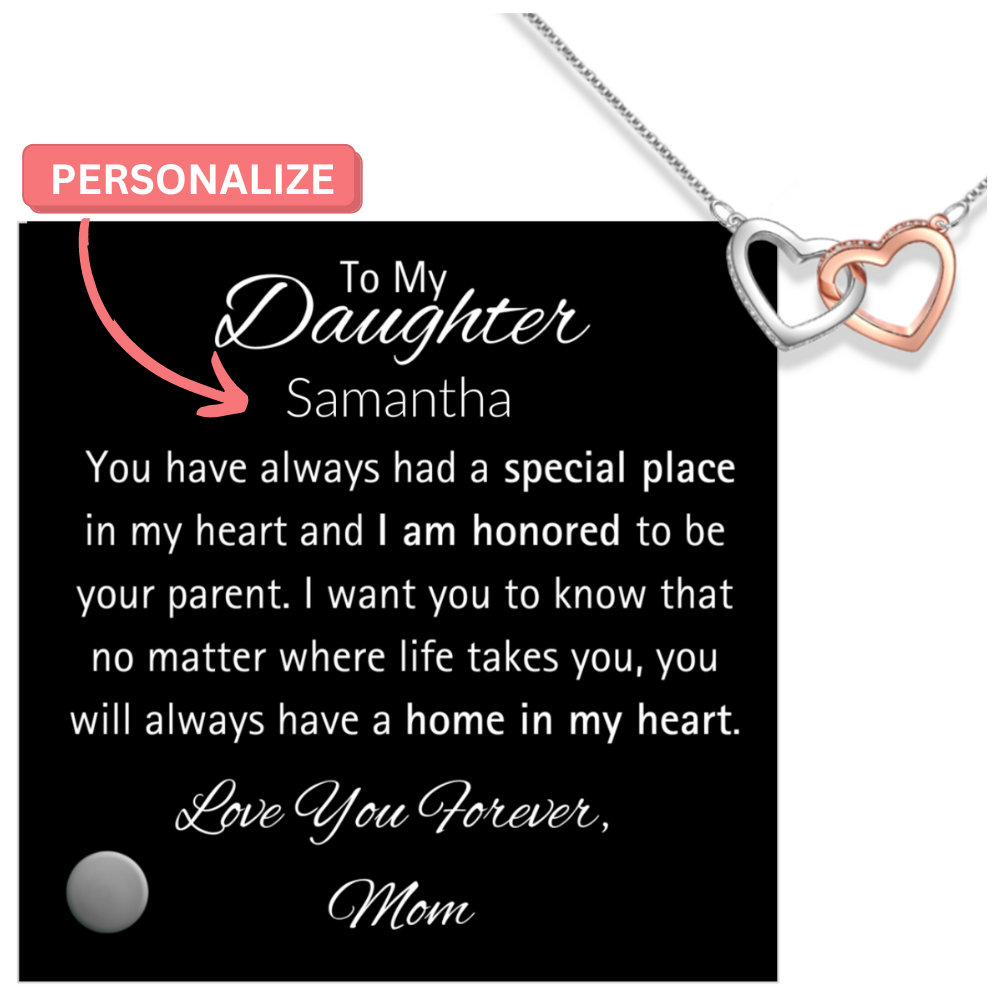 Daughter-Personalized Message Plaque with Heart Pendent Necklace - Kim’s Signature Beauty & Accessories    (Store description)