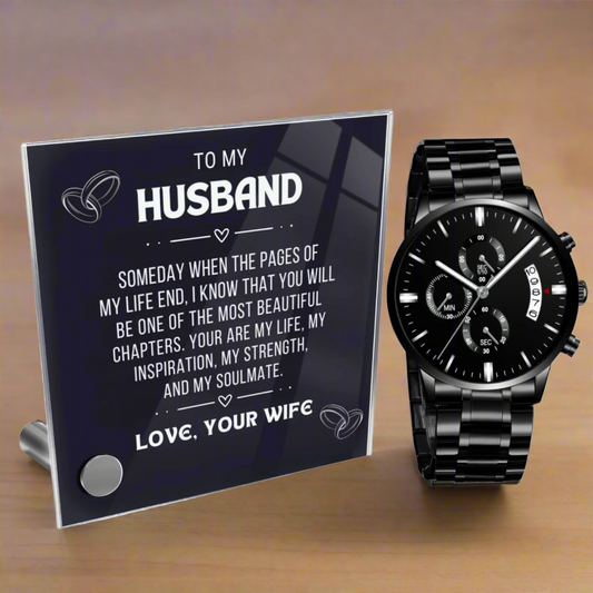 Husband- Black Watch & Personalized Message Plaque - Kim’s Signature Beauty & Accessories    (Store description)