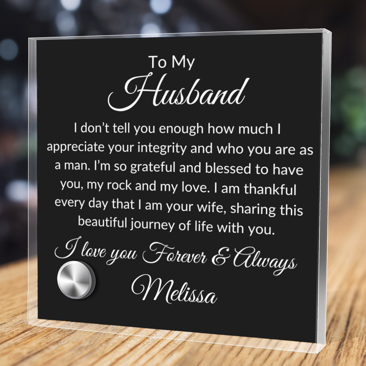 Husband-Gold or Silver Cross & Personalized Message Plaque - Kim’s Signature Beauty & Accessories    (Store description)