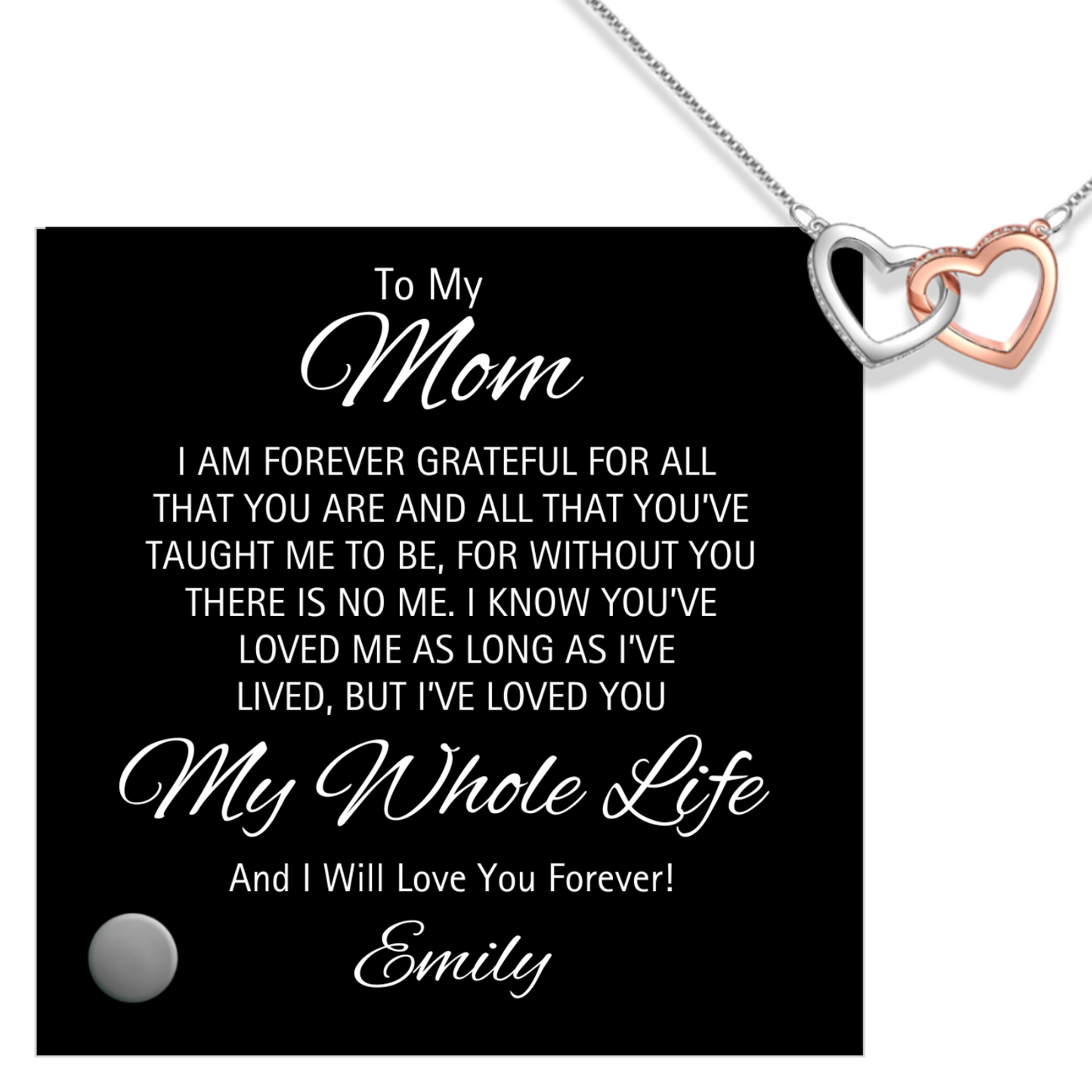 Mom Personalized Message Plaque & Locked Hearts Pendants - Kim’s Signature Beauty & Accessories    (Store description)