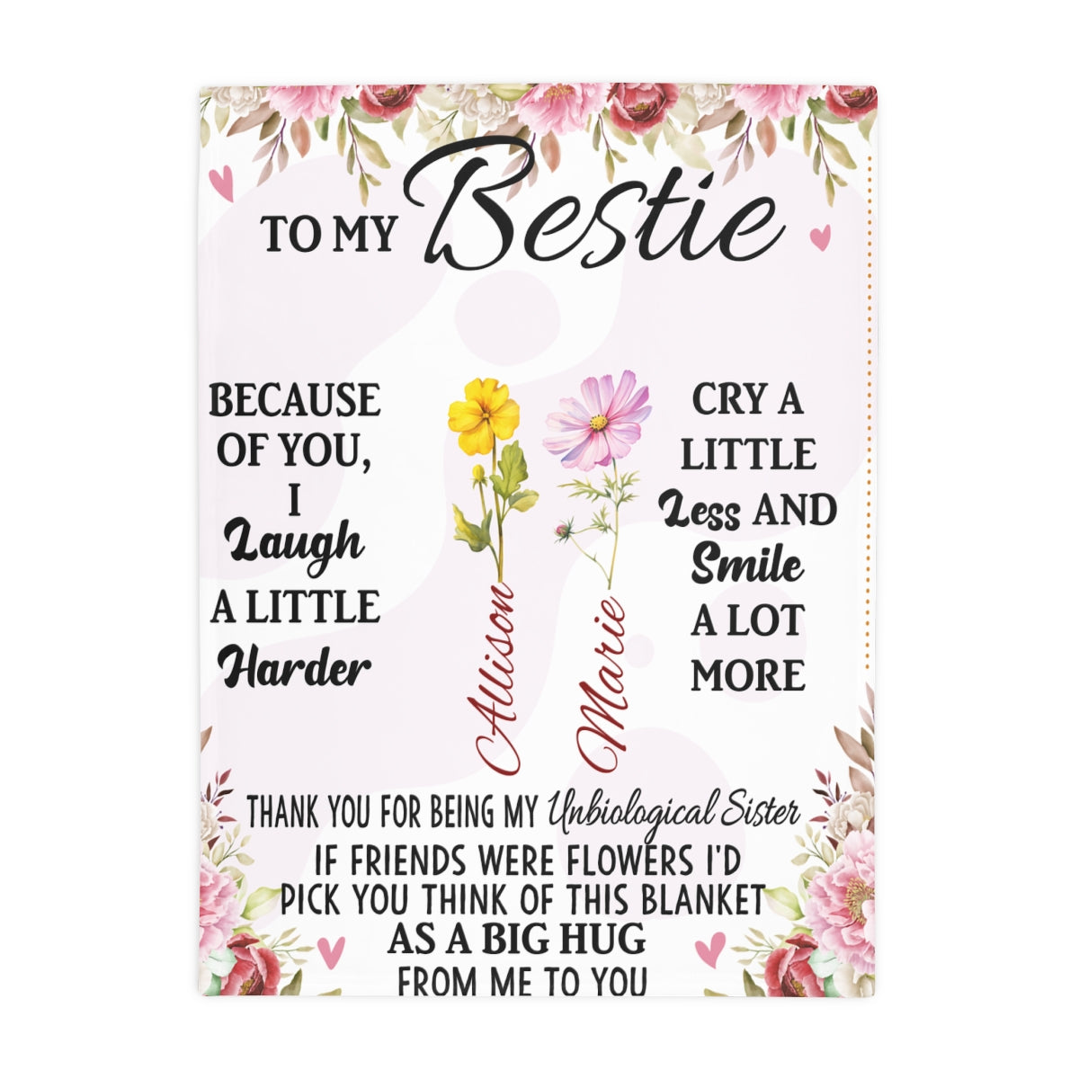 To My Bestie Personalized Fleece Blanket - Kim’s Signature Beauty & Accessories    (Store description)