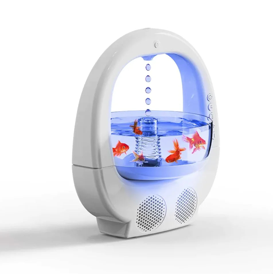 3-in-1 Anti-Gravity Humidifier with Aromatherapy, Bluetooth Speaker, and Fish Tank Light