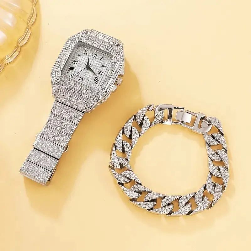 2Pcs Set Diamond Women Watches - Kim’s Signature Beauty & Accessories    (Store description)