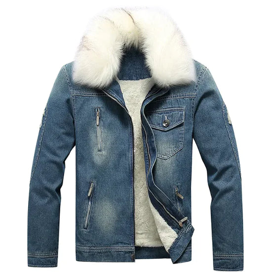 Men's Winter Fur-Lined Denim Jacket - Kim’s Signature Beauty & Accessories    (Store description)