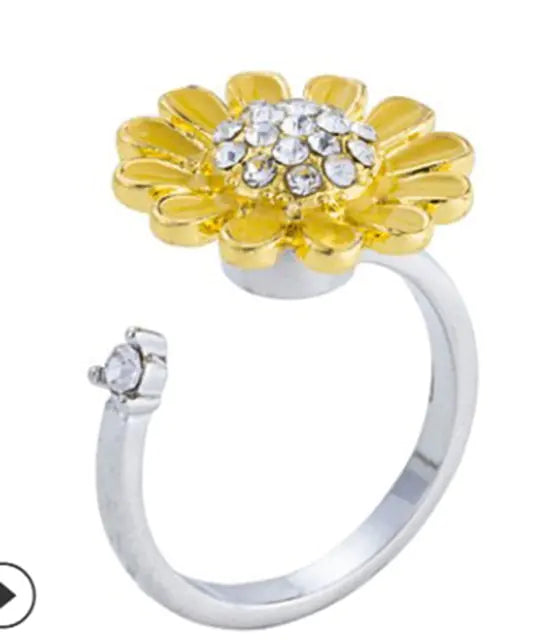 Spinning Sunflower Stress Relief Ring